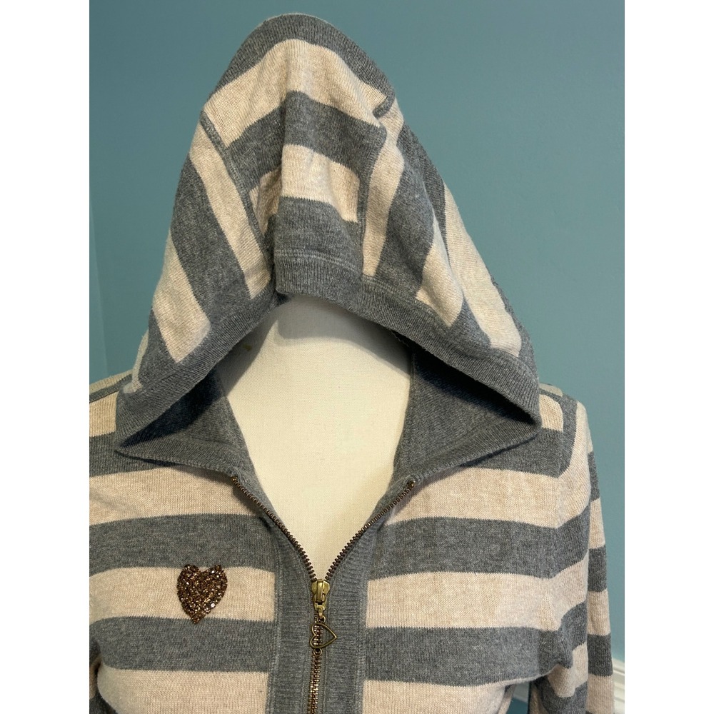 Twisted Heart America Striped Cashmere Blend Zip Hoodie MED Y2K luxury - Picture 3 of 10